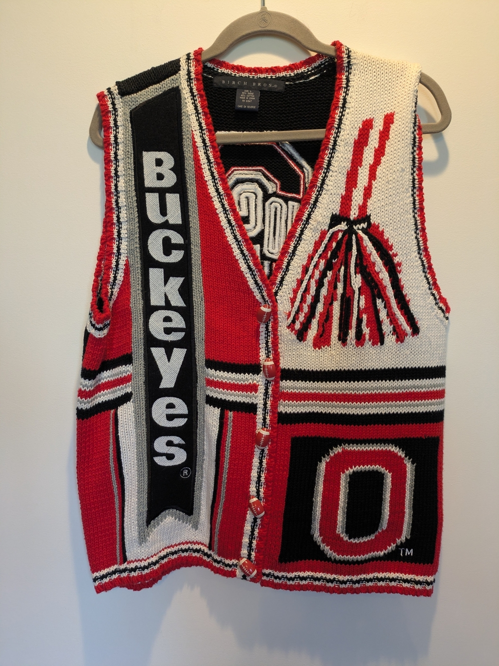Vintage 90s Ohio State Buckeyes Knit Cardigan Vest Football Buttons EUC Large
